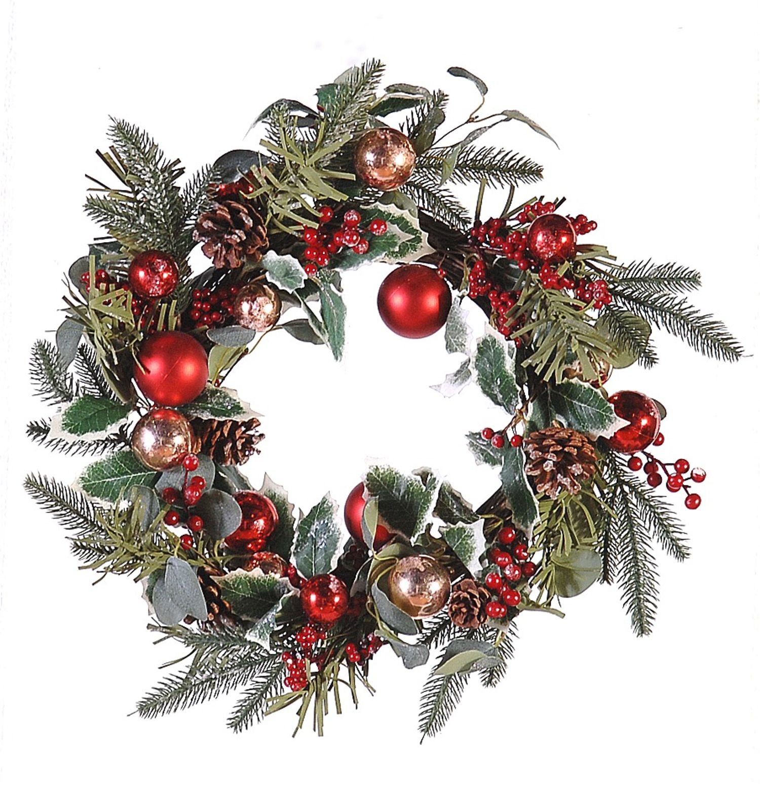 Single wreath w/pincones & berries