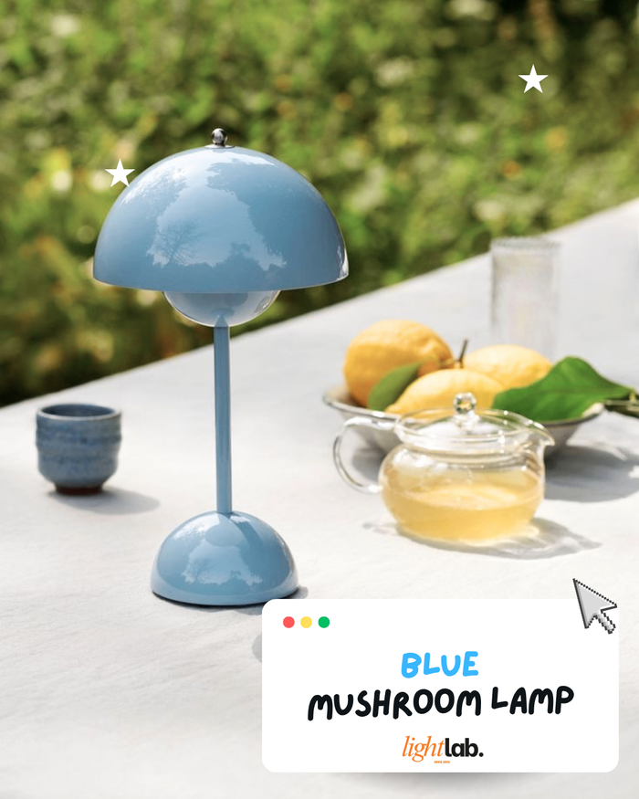 Pastel blue mushroom lamp
