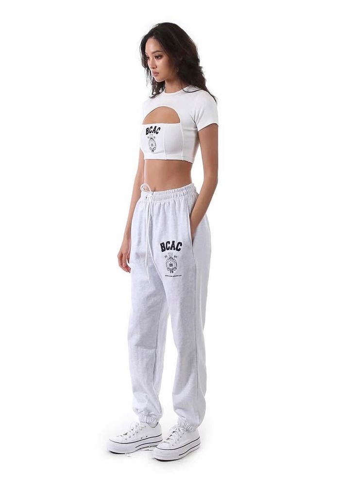 BCAC Emblem Cutout Crop Top - White 