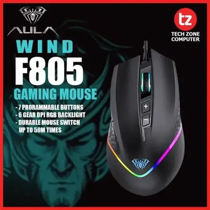 AULA Wind F805 RGB Gaming Mouse - Black