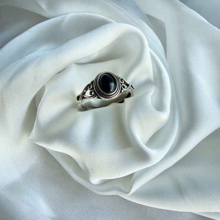 Black Obsidian S925 Silver ring | Бөгж