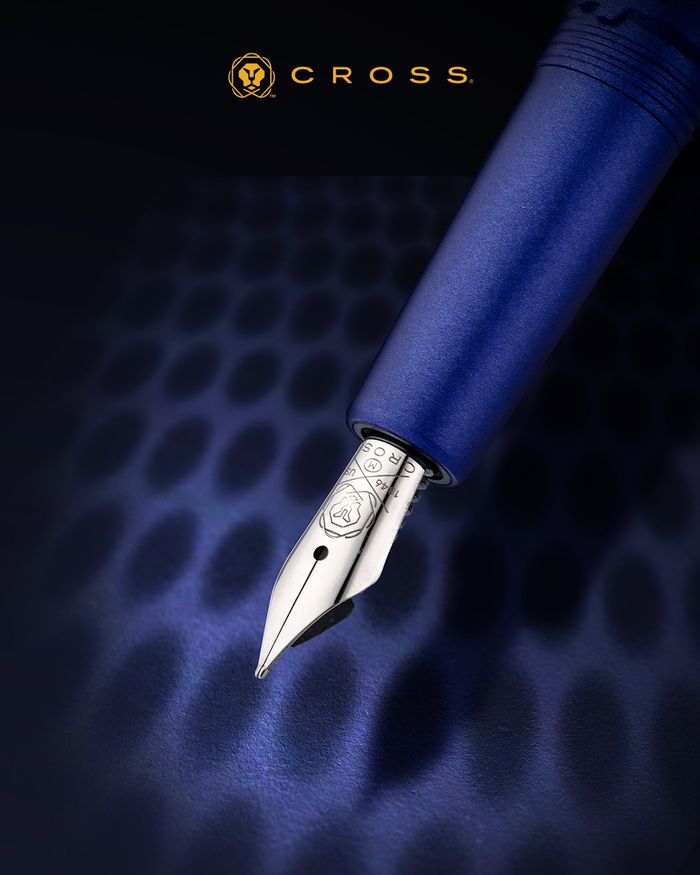 Prism Deep Sea Blue Resin with Polished Chrome Stainless Steel Medium Nib Fountain Pen