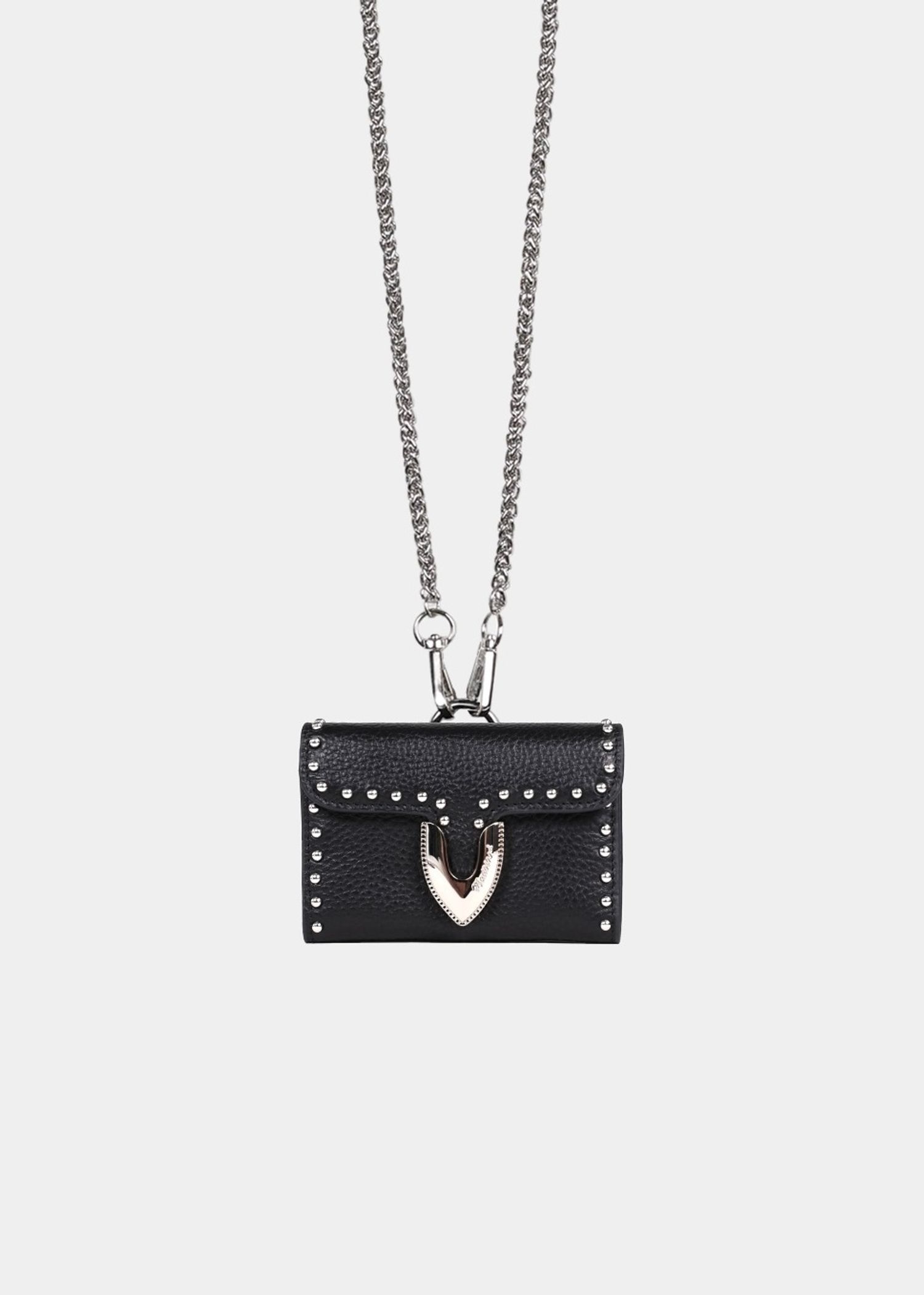 Western buckle chain card wallet - black