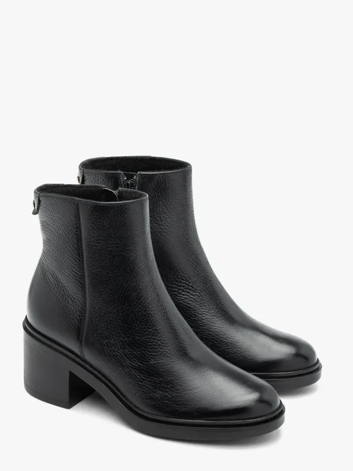 Black leather women’s ankle boots