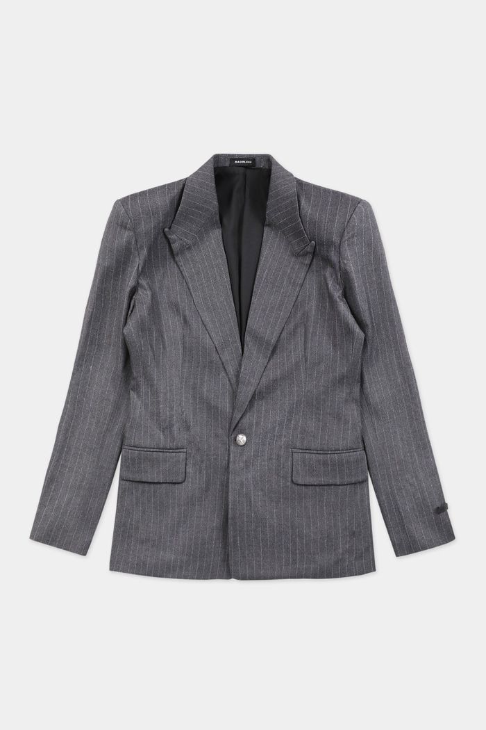 Twill Suit Stripe Blazer Large Fit - Charcoal