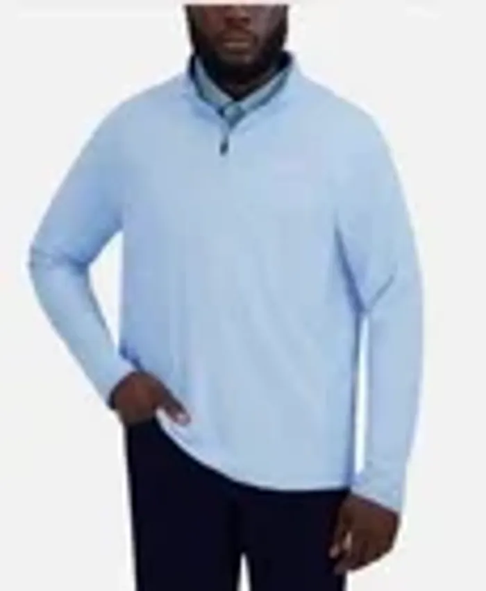 Ben Sherman Sport Men's Active Stretch 1/4 Zip Long Sleeve Shirt, Blue, Size L