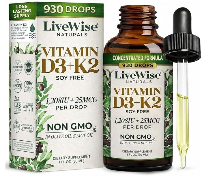 LiveWise Naturals Vitamin D3 + K2 Liquid