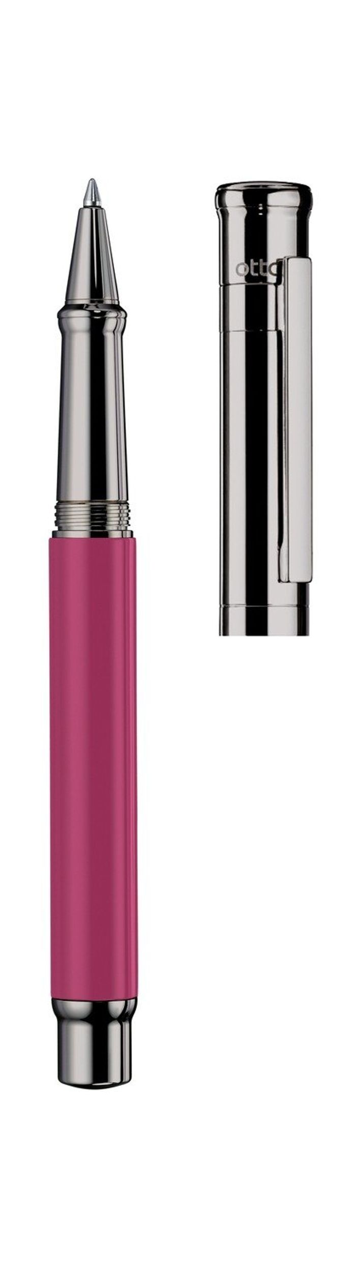 Otto-Hutt  Design 04 Rollerball - barrel carmine rose shiny lacquered, cap and fittings ruthenium plated 