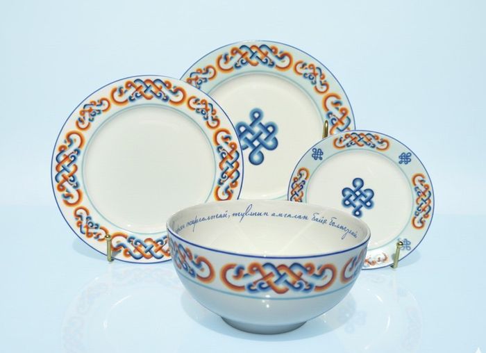 Ерөөл брэндийн гангар шаазан сэт (Цэнхэр)