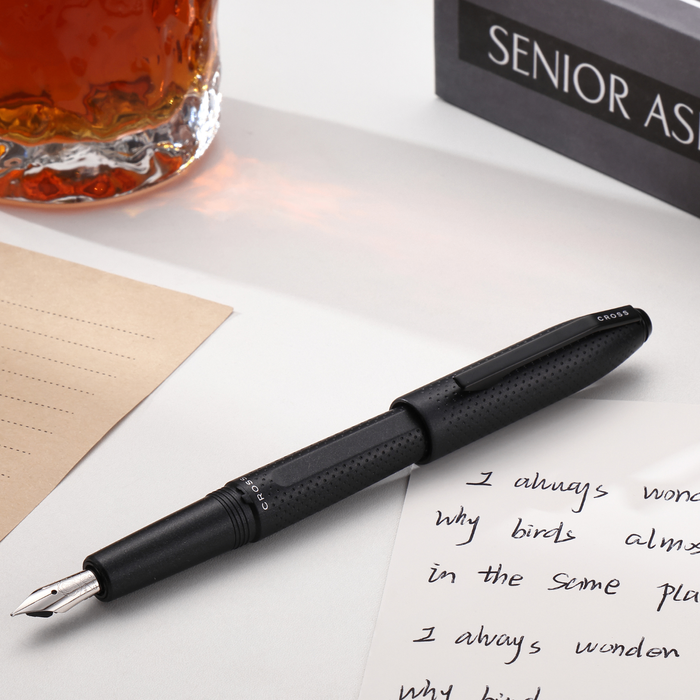 Prism Obsidian Black Resin with Polished Chrome Stainless Steel Medium Nib Fountain Pen