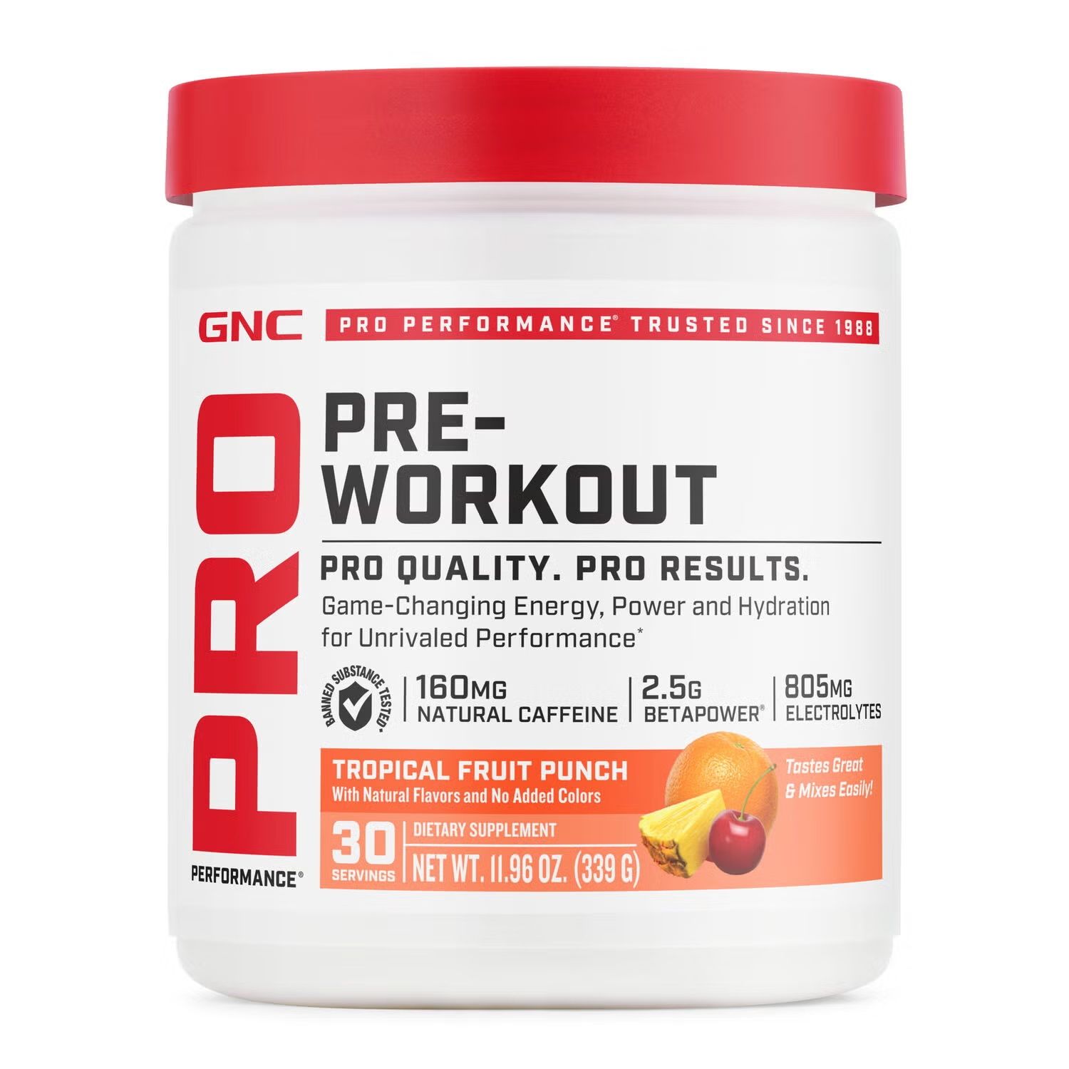 GNC Pro Performance® Pre-Workout - Tropical Fruit Punch (30 Servings)