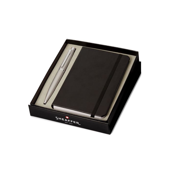 PEN SHEAFFER VFM STROBE SILVER WITH NICKEL PLATED TRIMS BP WITH A6 NOTEBOOK