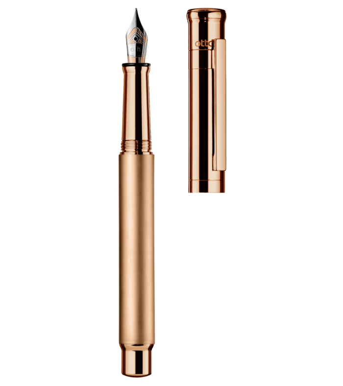 Otto-Hutt Design 04 Fountain Pen - Rose gold, Barrel rosegold plated matte, parts rosegold plated shiny