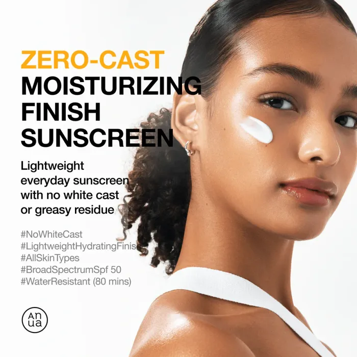 Anua zero cast moisturizing finish sunscreen