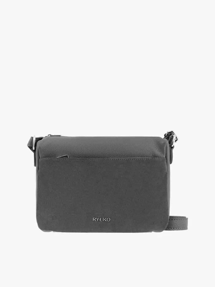 Graphite leather handbag