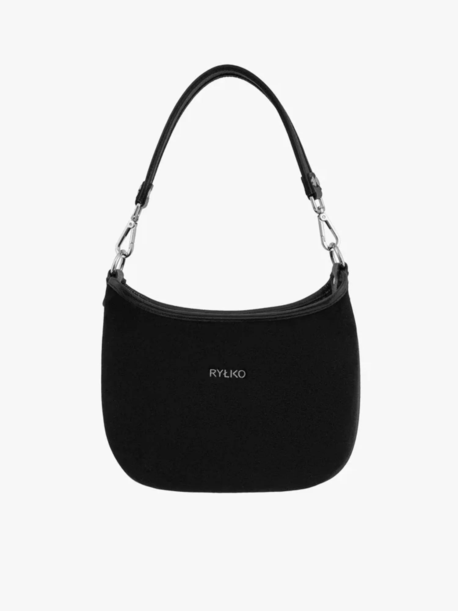 Black leather and velour handbag