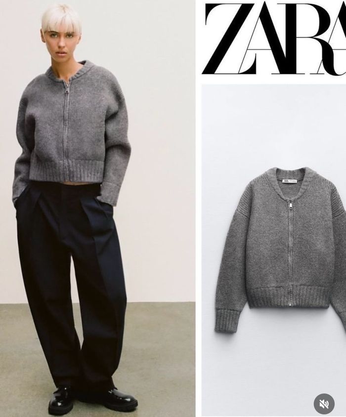 ZARA KNIT ZIP-UP CARDIGAN
