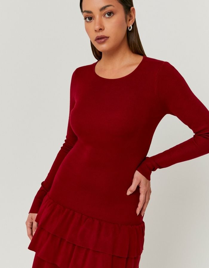Black Knit Dress with Ruffles