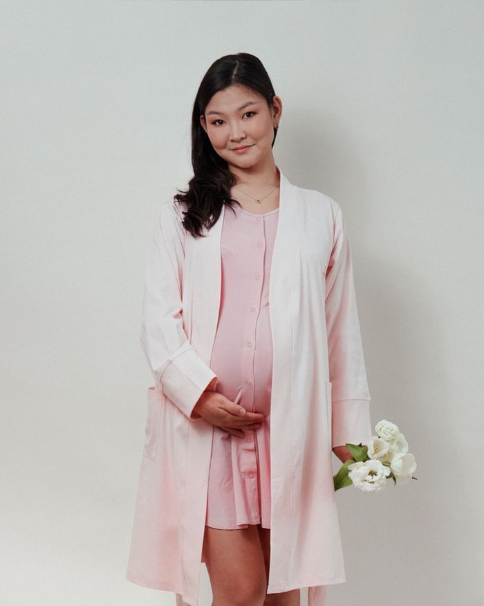 Maternity cotton robe pink