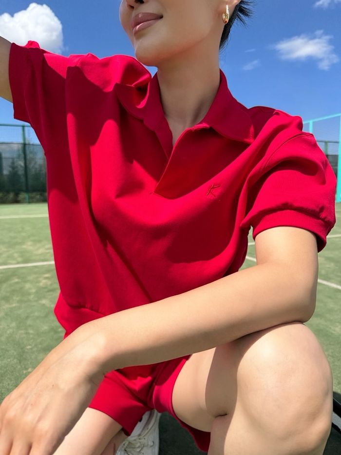 Midi sleeve polo shirt