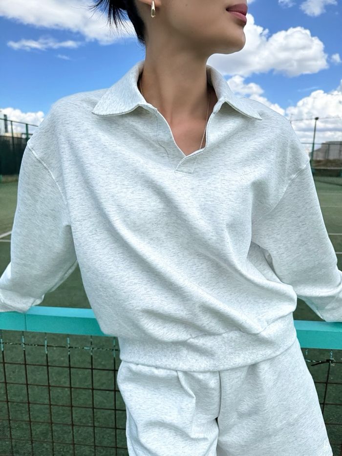 Heather gray polo shirt