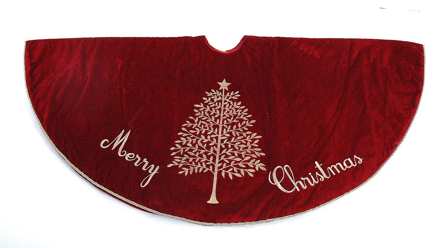 Fabric red & white trim tree skirt