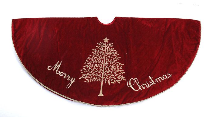 Fabric red & white trim tree skirt