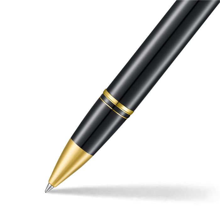 PEN SHEAFFER LEGACY E9065 BI-COLOR BLACK BARREL AND CHROME CAP WITH 14K IP GOLD PLATED TRIMS RB