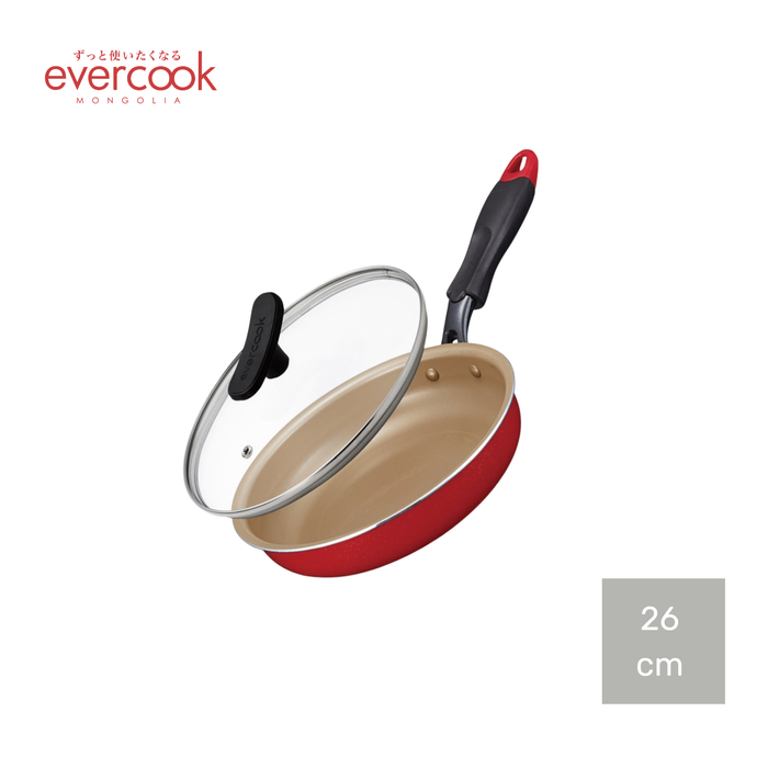 EVERCOOK Хайруулын таваг 26см, шилэн тагтай