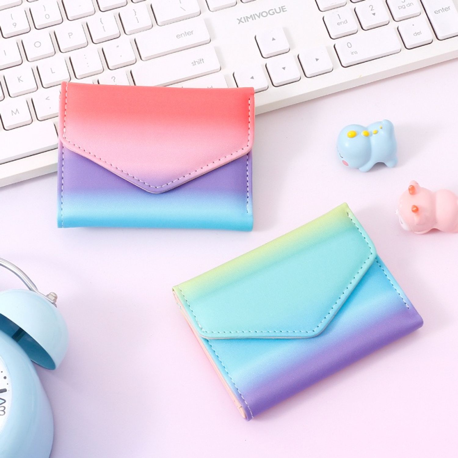 Colorful Gradient Color Envelope Trifold Purse for Women