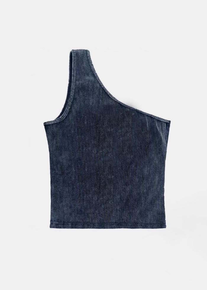 Ryan Patch One Shoulder Tank - Denim Blue