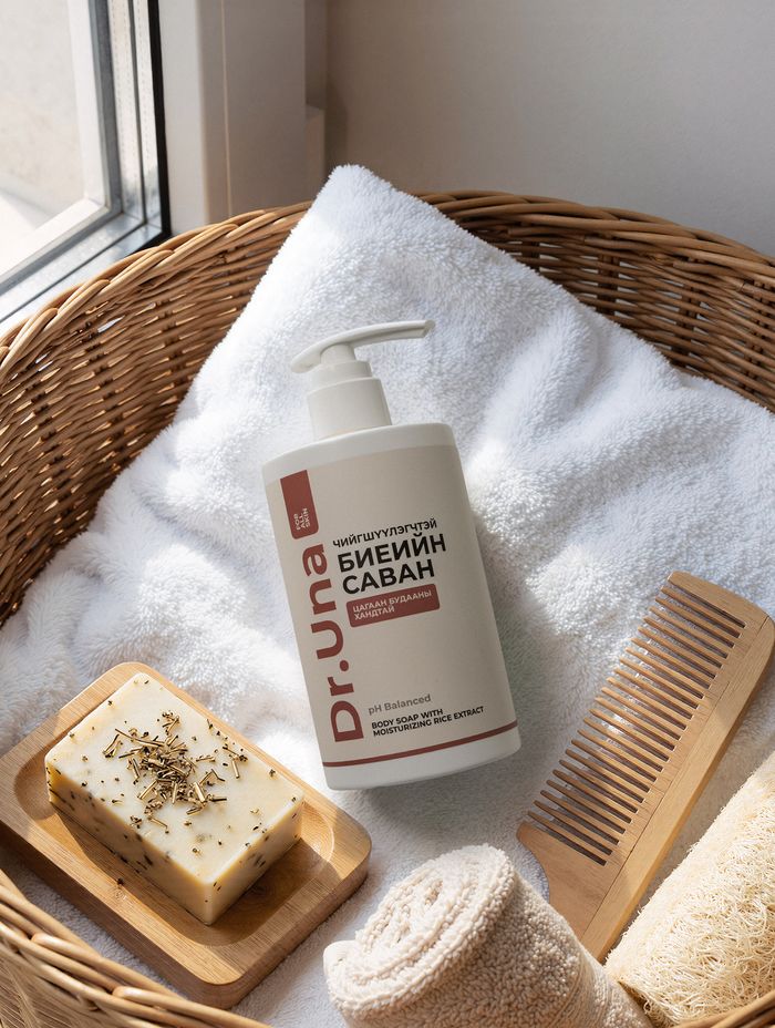 Чийгшүүлэгчтэй биеийн саван /цагаан будааны хандтай/ 500мл