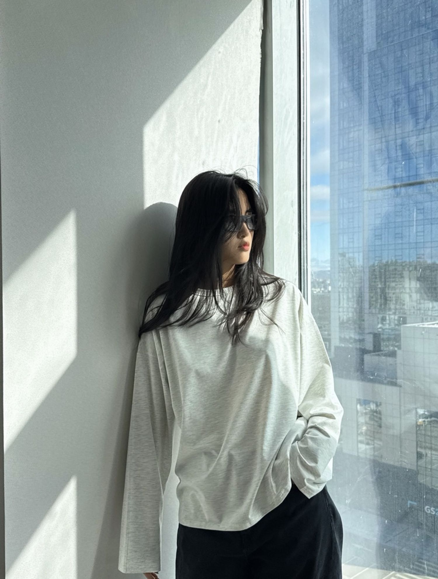 OVERSIZED BASIC TOP /light gray/