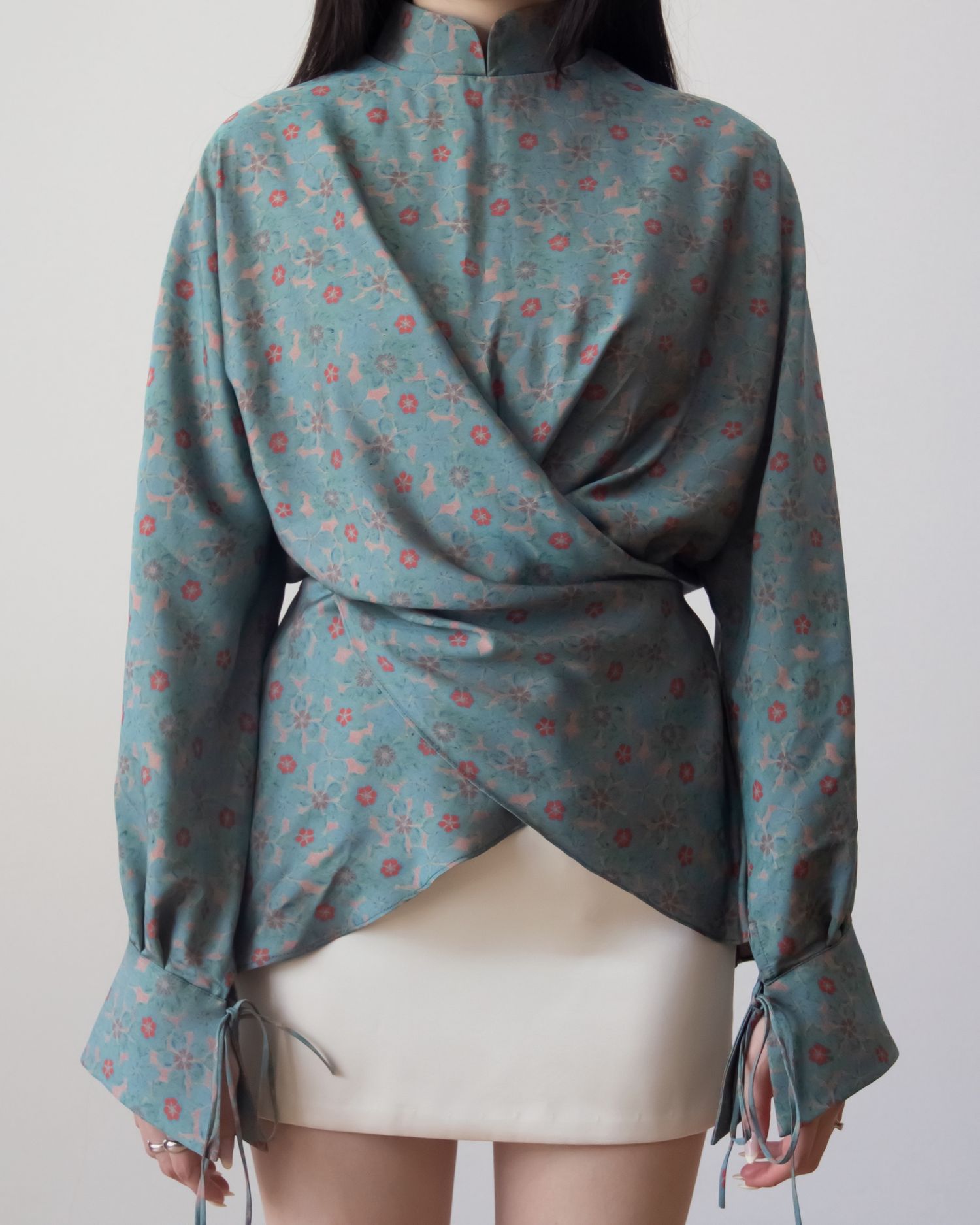 Wrap Shirt Floral Pattern