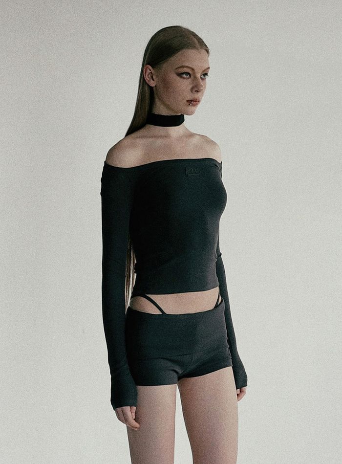 Beyond Soft Off-Shoulder Top - Charcoal