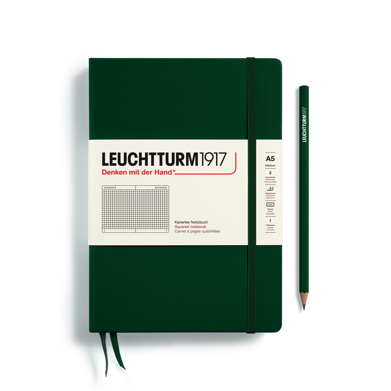 Forest Green, Medium (A5), 251 p., squared