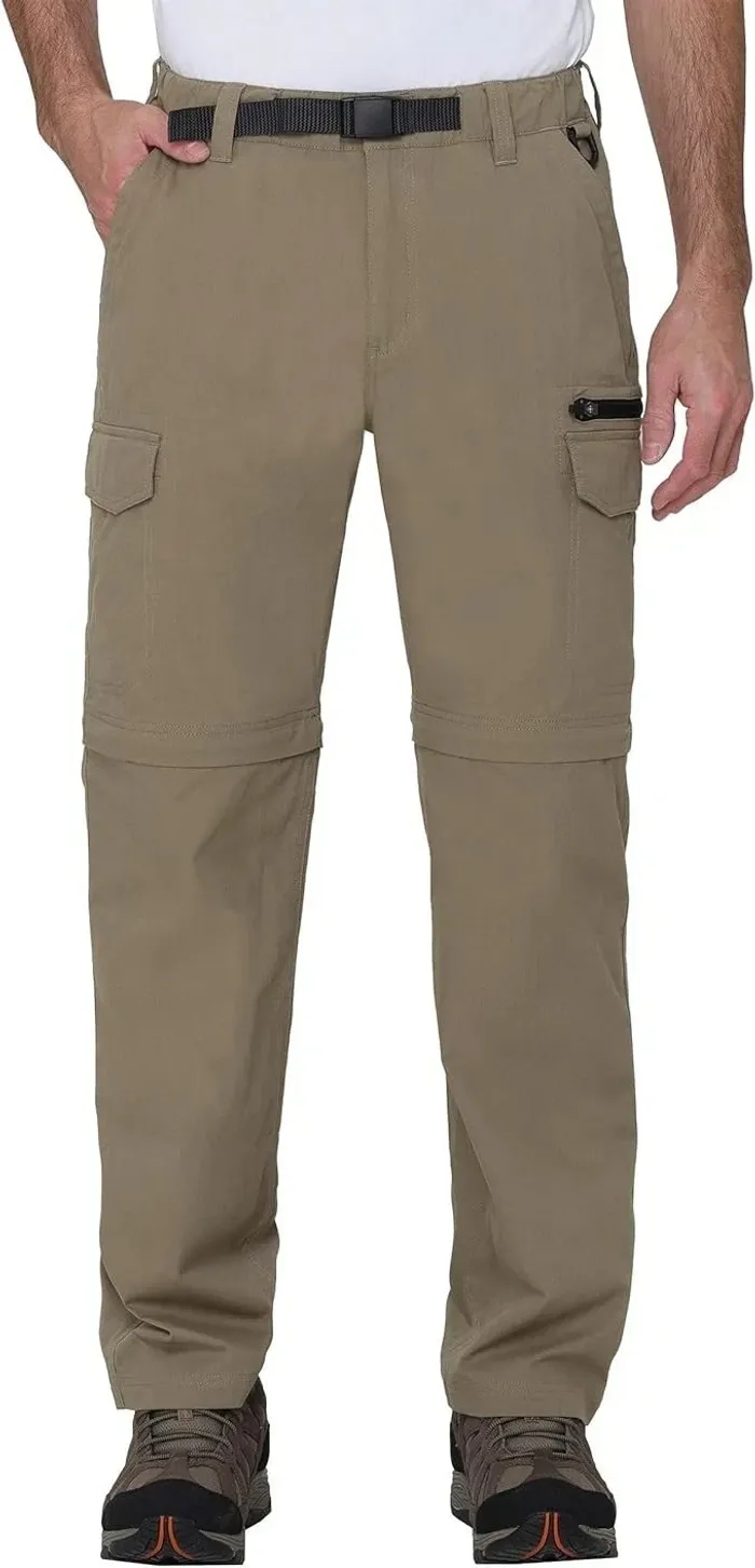 BC Clothing Men's Hiking Convertible Outdoor Cargo Pants, Tan, Size MX30