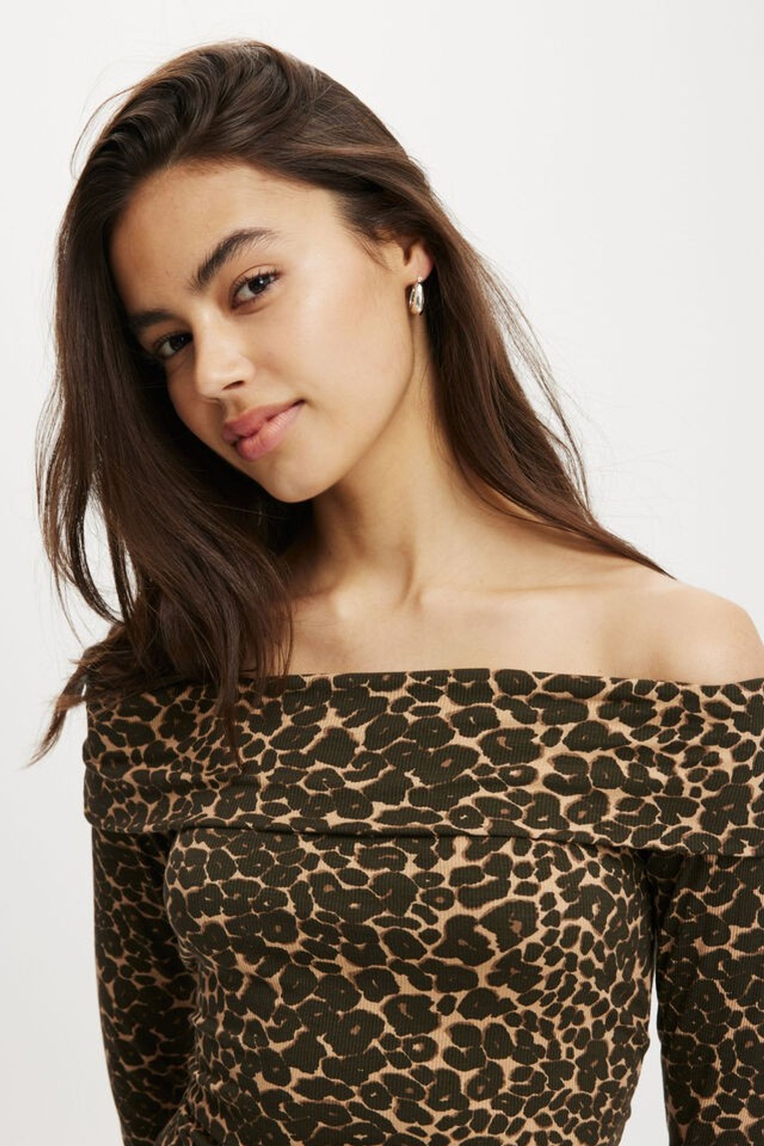 Off shoulder tiger top 