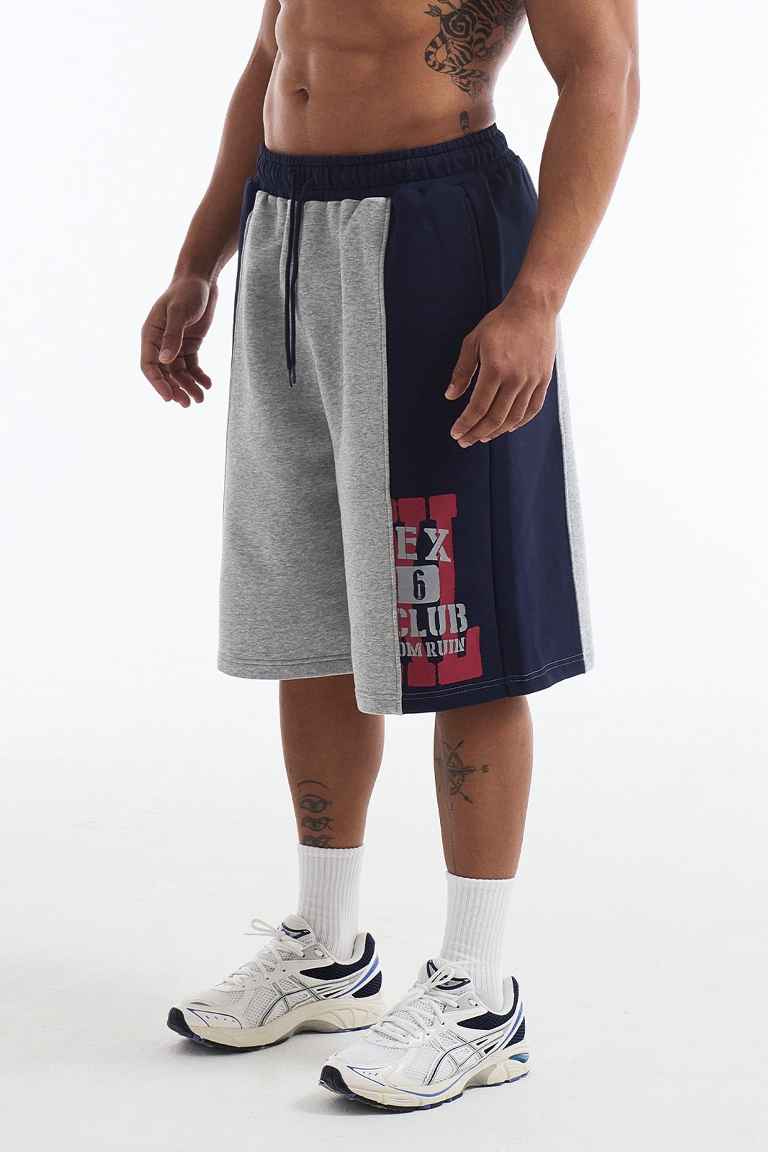 Lift Damage Block Sweat Shorts Melange Gray