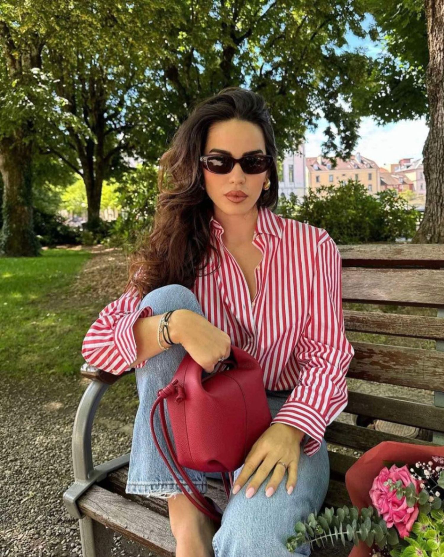 Zara red stripped shirt 