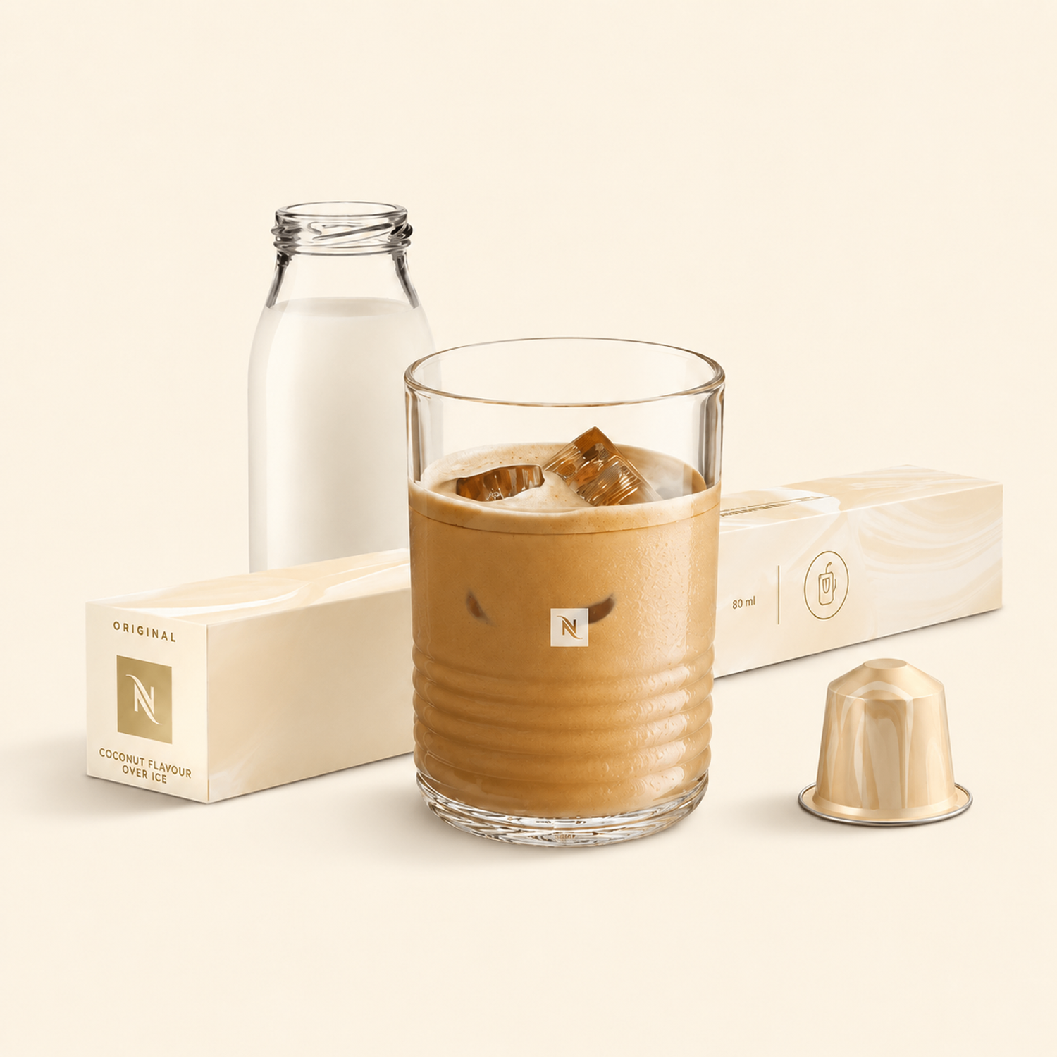 Iced coconut vanilla flavored coffee