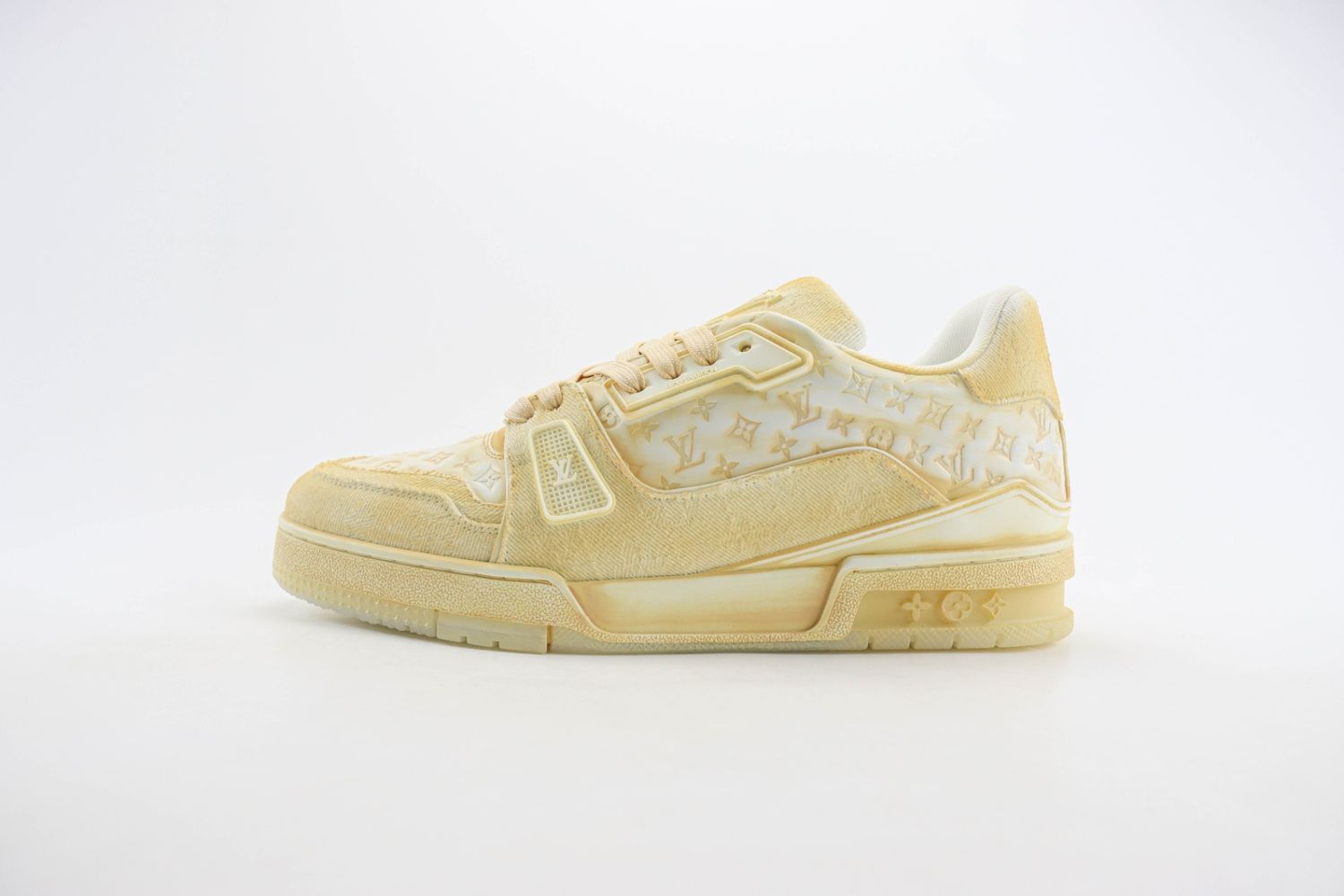 LV TRAINER MONOGRAM DENIM WHITE BEIGE SNEAKE