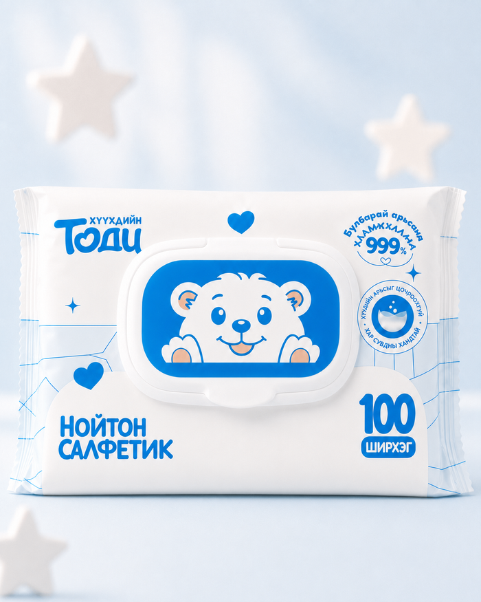 Тоди хүүхдийн нойтон салфетик 100ш