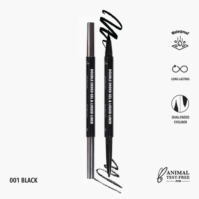 Moira double ended gel liquid liner /001/ black 