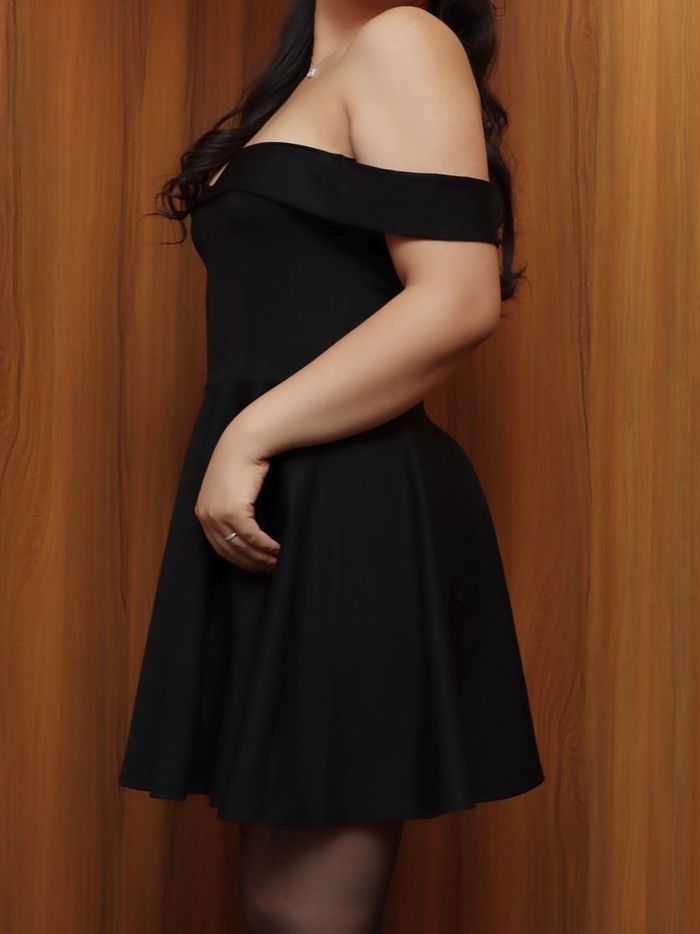 Shoulder off A line mini dress