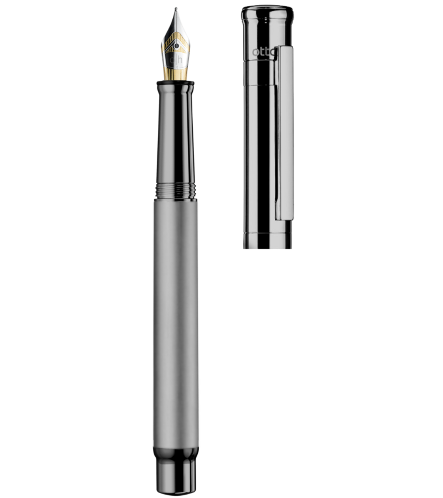 Otto-Hutt Design 04 Fountain Pen - "Ruthenium gray, Barrel Ruthenium plated matte, parts ruthenium plated shiny"