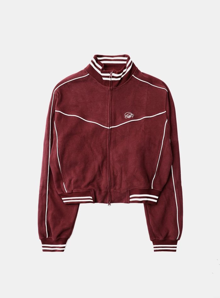 Dark Classic Fin Stripe Track Jacket - Wine