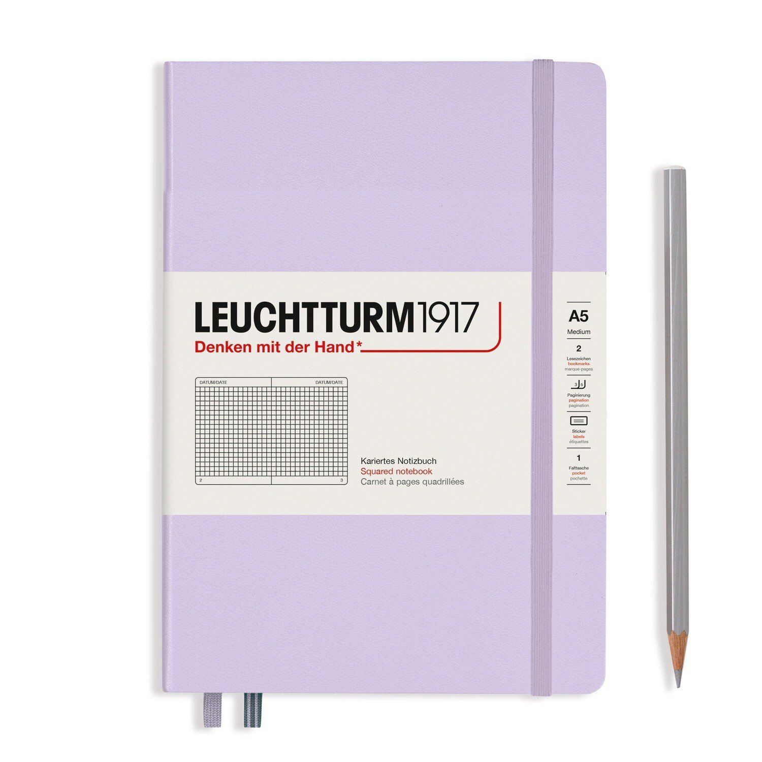 Lilac, Medium (A5), 251 pages, squared