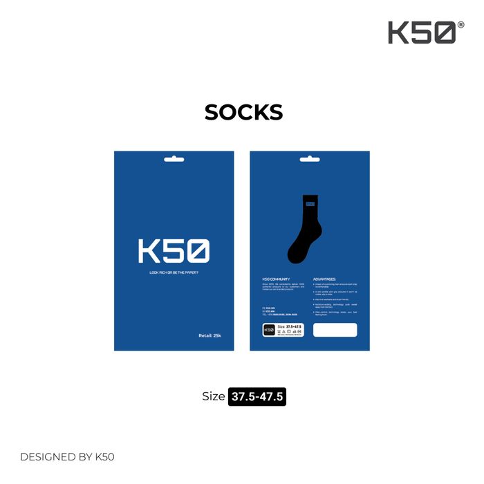 Regular Black Socks - 75g / Size: 37.5-47.5