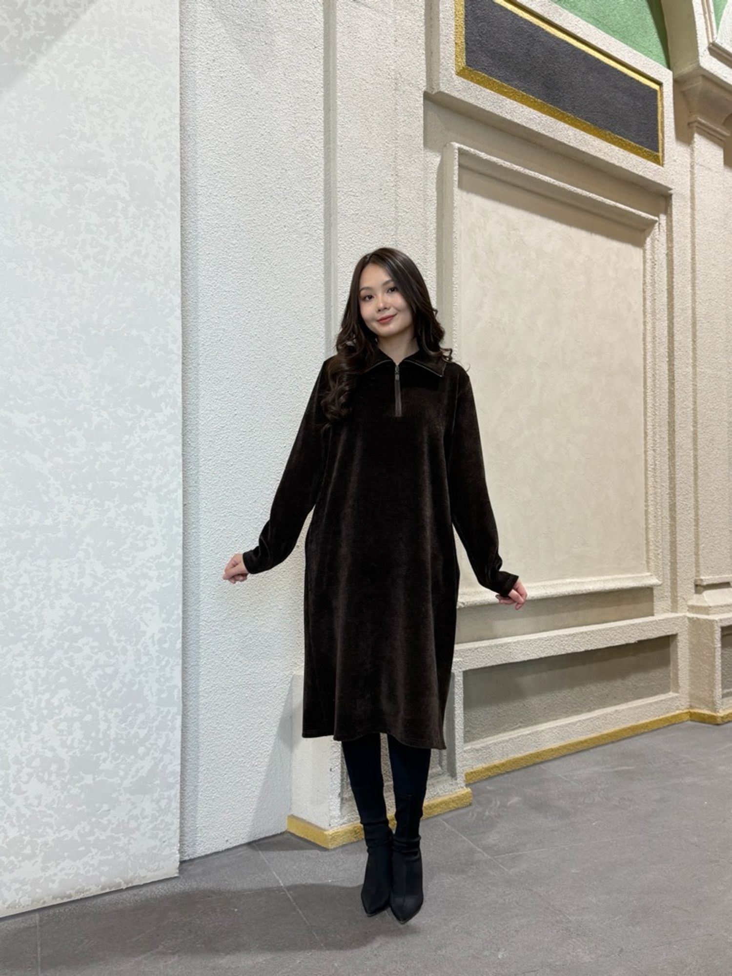 Тансаг хилэн даашинз бор өнгө